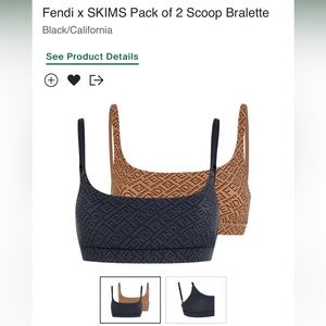 FENDI x SKIMS 2pcs/Scoop Bralettes (Black/Tan)